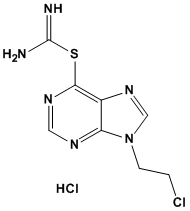 Molecular Structure of 79999-80-7 (Carbamimidothioic acid, 9-(2-chloroethyl)-9H-purin-6-yl ester,monohydrochloride)